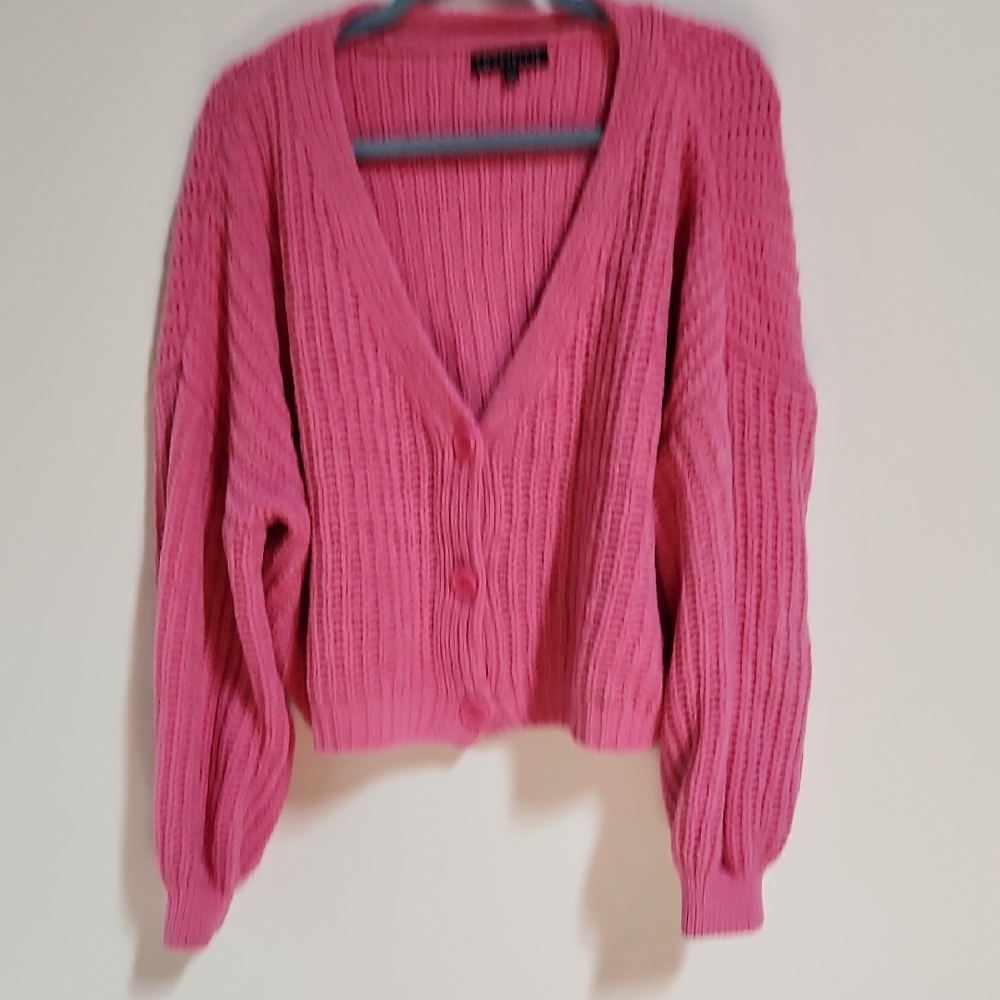 Cozy Pink Button-Up Cardigan